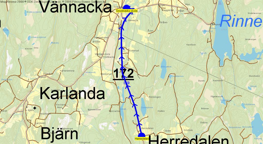 2011-08-15 19:34:24 Karta för Tur 6552 M - F Till Smolmarks skola 6552 7.35 7.