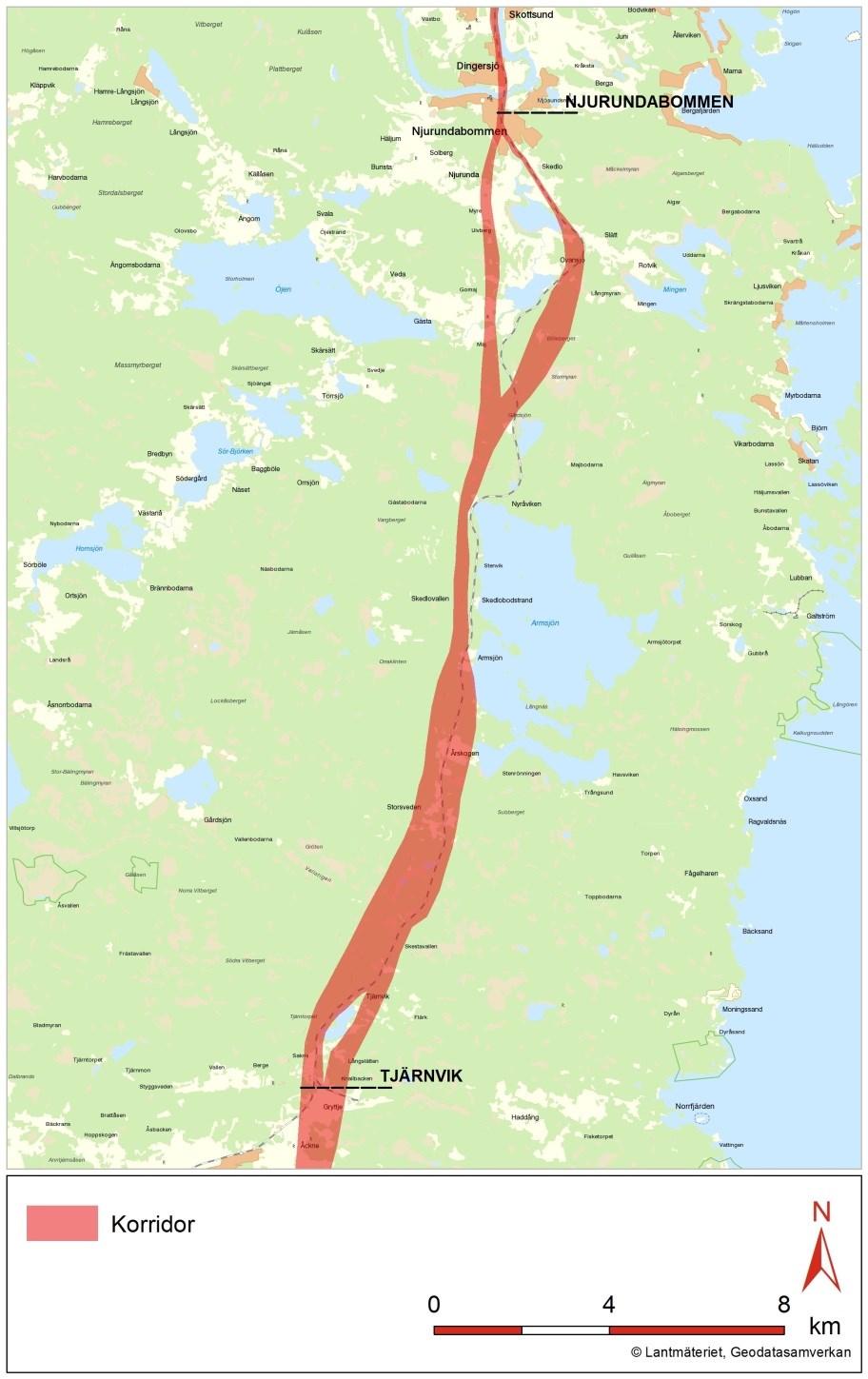 Figur 2 Utredningsområde för etapp Tjärnvik Njurundabommen.