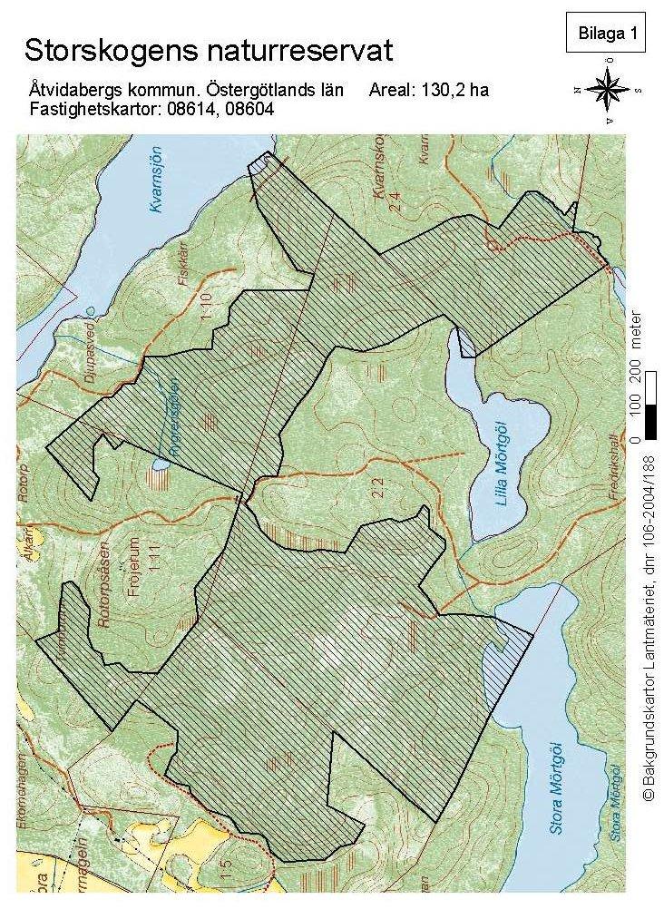 sid 8 Karta tillhörande Länsstyrelsens beslut för Storskogens naturreservat beslutat