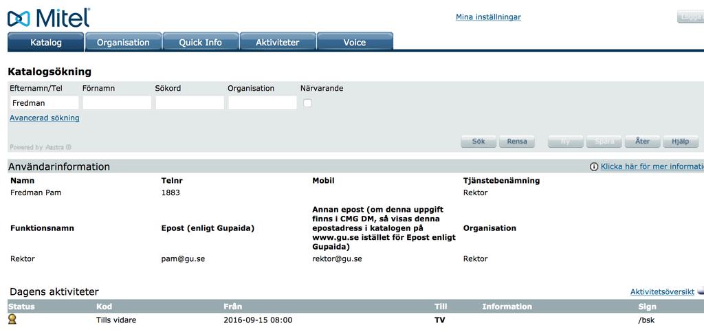 För att få fram mer information klickar du på symbolen med ett i.