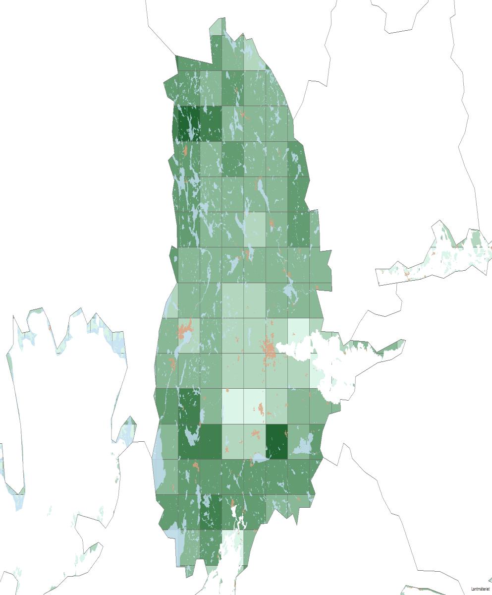 Foderproducerande ungskog i området -rutstorlek 10 000 ha, % av arealen Utveckling av den foderproducerande