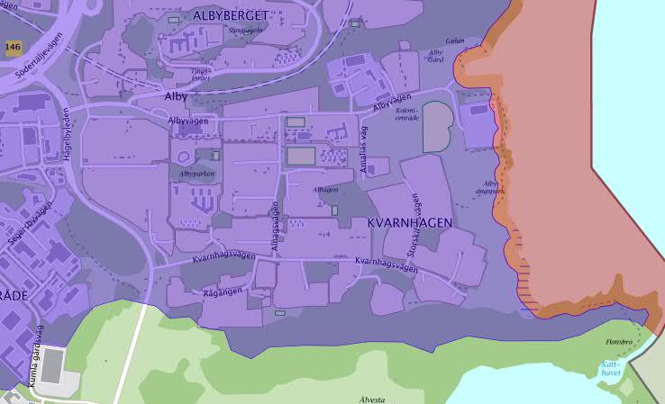 Mälarens inre vattenskyddsområde: Mälarens yttre vattenskyddsområde: Utredningsområdet: Figur 7. Fastigheten Kvarnhagsskolan 2 i förhållande till Mälarens inre och ytter vattenskyddsområden 4.