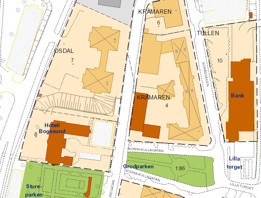 Planområde inom röd markering. MSB 2015 Areal och markägande Planområdet omfattar del av fastigheten Osdal 7 och berör endast kvartersmark. Planområdet omfattar en yta om ca 90 kvm.