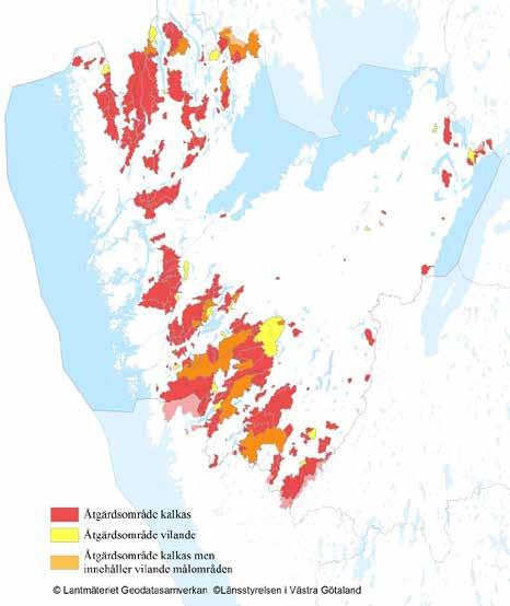 Genomförda kalkningsåtgärder Det finns 270 utpekade åtgärdsområden i länet, varav 32 stycken är vilande (Figur 4).