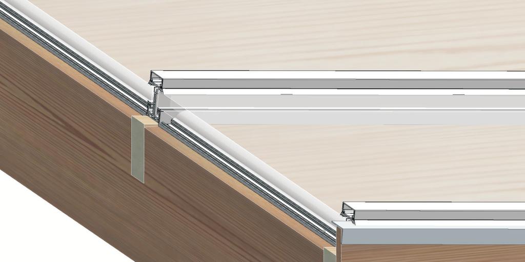 Montering Pergola glastak, pulpettak Här visas de steg som är specifika för montering på pulpettak med montering mot vägg 18.