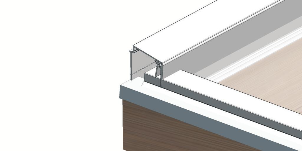 Butyltejp Vr2426 Vägg ACMS02 L-profil 50x25. Urjackas och snedkapas 19. Nockprofil VR2426 läggs nu på täckprofil DK och riktas upp plant mot vägg.