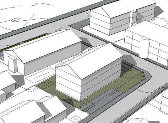 Syftet med planen är att undersöka möjligheten att bygga ett flerbostadshus i 3 våningar, totalt 10 lägenheter, se figur 1A och 1B.