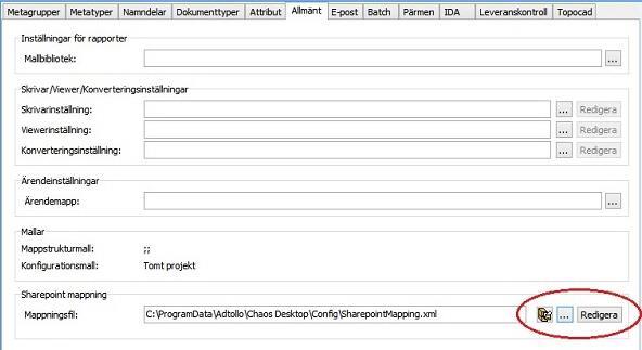 Chaos desktop manual Mappa projekt mot SharePoint-bibliotek 1.