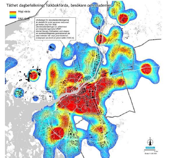 Befolkningstätheten i GMP-området och centrala staden illustreras i nedan bilder.
