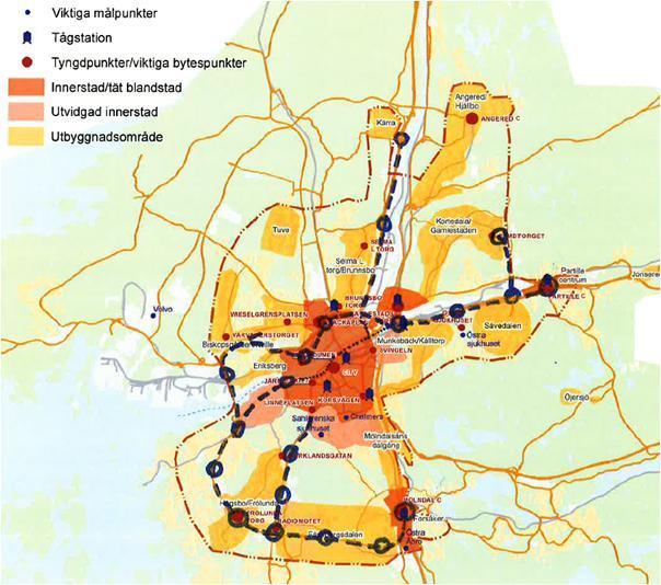 En viktig del av studierna är att kartlägga sambandet mellan bostadsutbyggnadspotential, förstärkning av näringslivets tillgänglighet och förstärkning av kollektivtrafiken i stråk och platser.