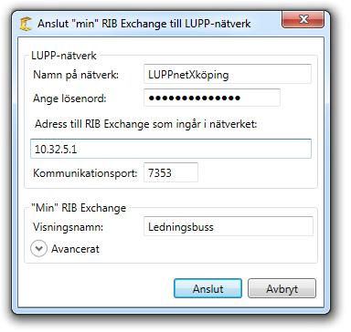 Jag fyller i namnet på nätverket (LuppnetXköping) och skriver in lösenordet som bestämdes då synkroniseringsnätverket skapades.