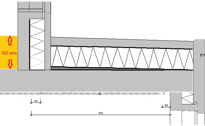 En möjlig alternativ lösning (Alternativ 1) Betongbjälklag minst 265 mm Fallbetong 0-50 mm