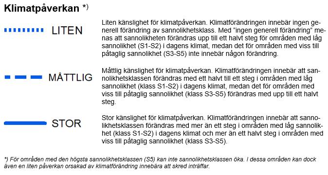 Klimatpåverkan Klimatpåverkan har bedömts utifrån förändrade stabilitetsförhållanden med hänsyn till erosion,