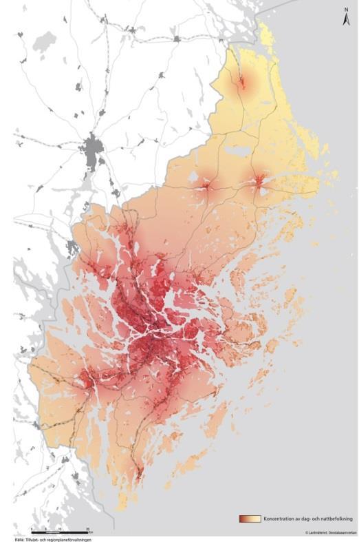 Rumslig struktur Understryk vikten av hög täthet och utveckling i de regionala stadskärnorna Presentera gröna värden som