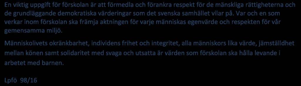 demokratiska värderingar som det svenska samhället vilar på.