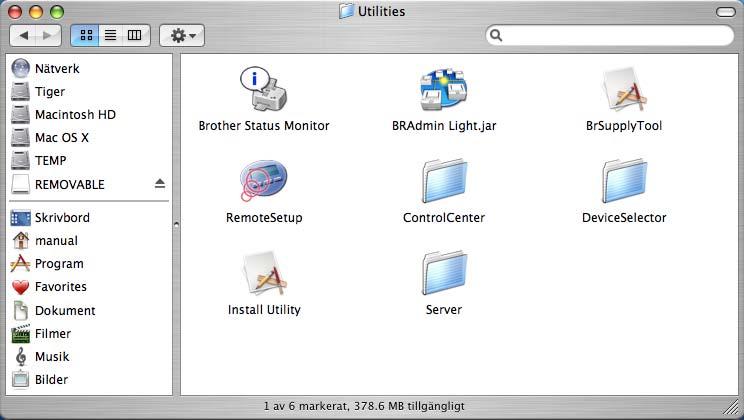 IP-adress via en dator som har Mac OS X 10.2.4 eller senare. BRAdmin Light installeras automatiskt när du installerar skrivardrivrutinen.