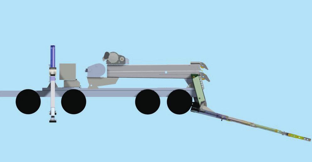 5 Vikbom med tiltfunktion Vikbommen är lagrad längst bak i lyftbommen och ställs in i önskat arbetsläge eller transportläge med en kraftig hydraulcylinder (tilt).