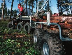 Det extra hjulparet skapar en hjulbas som är utmärkt för körning i brant terräng och storleken på flaket skapar en unik lastförmåga upp till 400 kg.