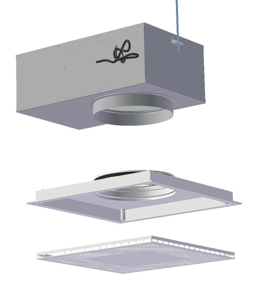 INSTALLATION Orion-PTV-spridaren kan installeras i olika typer av undertak samt i fasta tak. Sirius fästs med hjälp av en gängad stång eller band (bild 4).