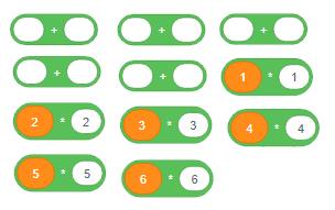 I multiplikationsblocken sätts variabel multiplicerat med sitt värde. Additionsblocken sätts samman så här.