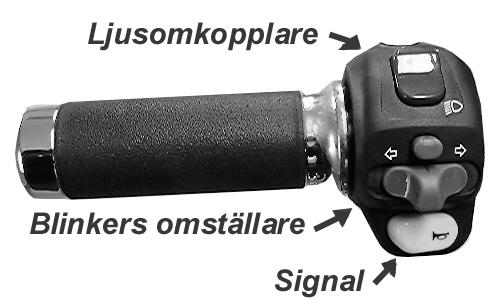 Signal knapp * Blinkers omkopplare (gäller endast 45 km modellen) Blinkersindikator * Gäller endast 45