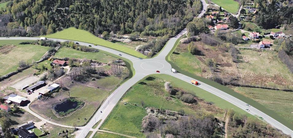 Korsningen med den nya vägen och Mariedalsvägen är lika för Alternativen 1-4 och utformas som cirkulationsplatsen. Platsen ligger i jordbruksmark i anslutning till en skogsklädd ås.