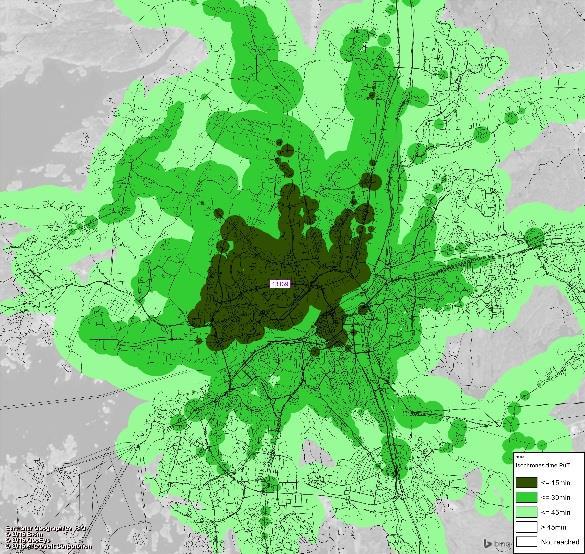 22 Resa från Wieselgrensplatsen Tack vare linbanan uppnås kortare restider för resor till Linnéstaden men även effekterna avmetrobussatsningarna märks genom förkortade restider till Mölndal och Askim.