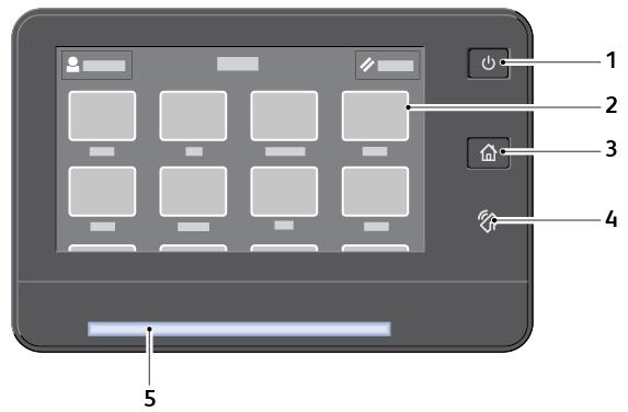 Startguide Funktion Namn Beskrivning 1 Ström/aktivera-knapp Den här knappen används för flera strömrelaterade funktioner. Om skrivare är avstängd slår du på den med denna knapp.