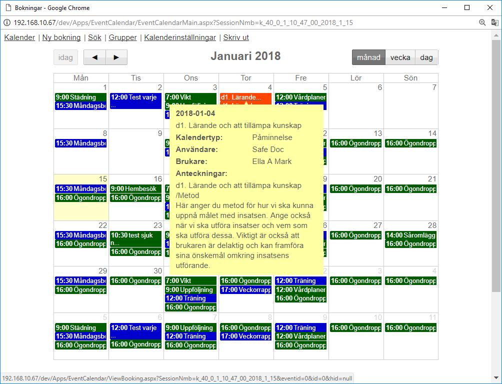 Kalender Tilläggsmodul Påminnelser Kalendern presenterar nu även påminnelser som kommer från