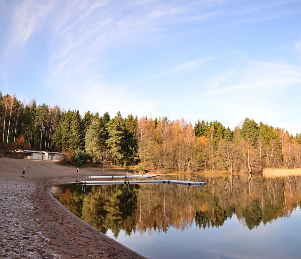 I skogen finns mycket bär och svamp, bland annat den ovanliga bombmurklan.