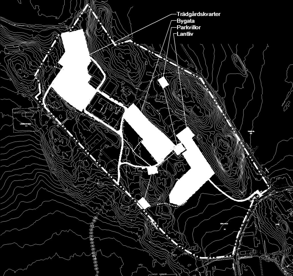 sid 21 Nya bostadshusen Huvuddelen av den föreslagna nya bebyggelsen föreslås lokaliserade till de två fälten traktorövningsfältet och bollplanen samt del av inägan i sydost.