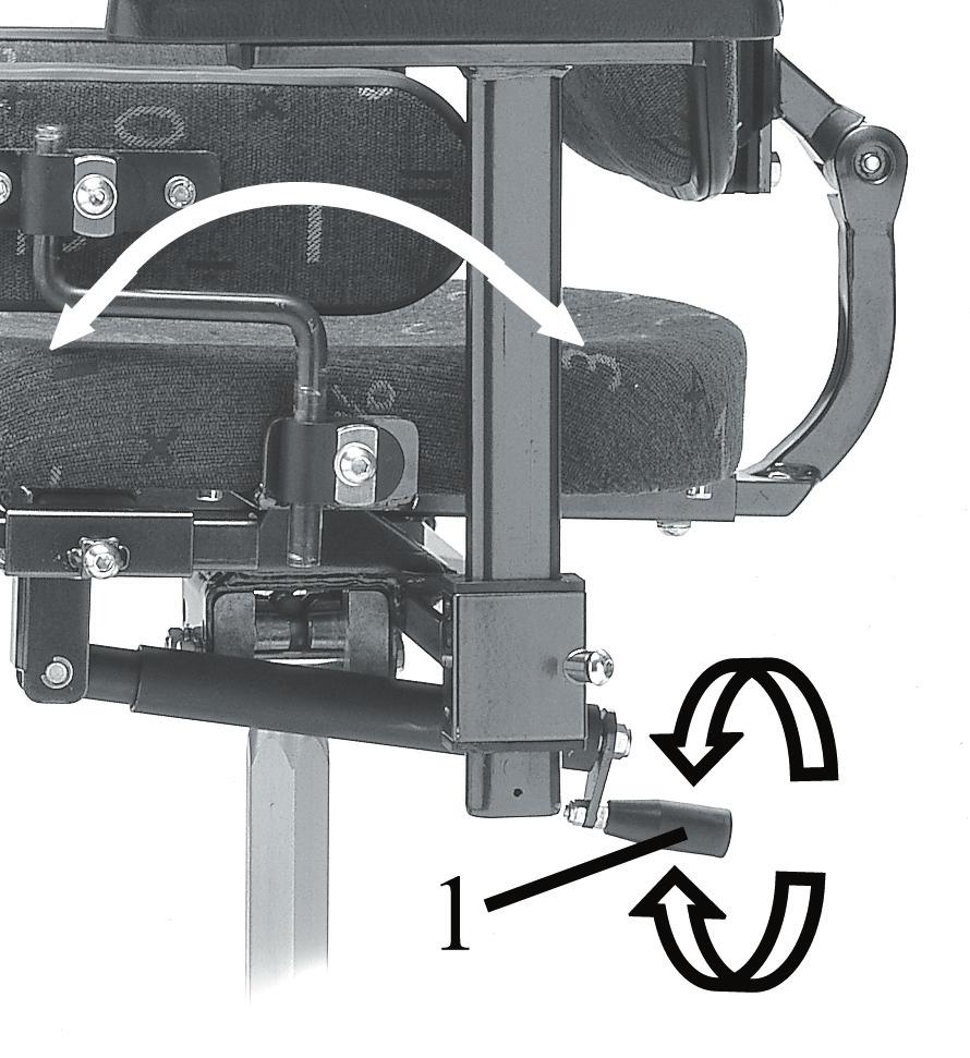 Verktyg: insexnyckel 5 mm Raising the seat: Keep the seat free of weights. Pull the lever of the gas plunger (1) upwards. Release the lever at the desired seat height.