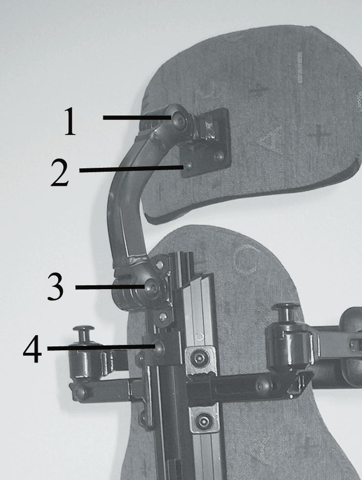 7 NACKSTÖD - inställningar (fi g 8) NECK REST - adjustments (fi g 8) Vinkel: Lossa skruvarna (1 och 3). Ställ in önskad vinkel. Drag åt skruvarna desired angle.