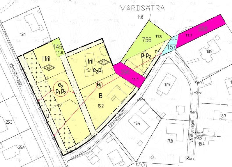 Marköverlåtelser inom planområdet, (siffror i grått är i kvm). Grönt markerar mark som idag ägs av kommunen som föreslås övergå till Gustavianska stiftelsen.