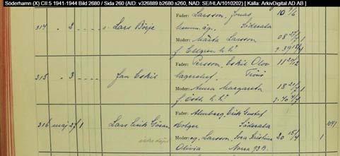 Ingen av mina någon av föräldrarna eller vår mormor nämna något annat än att jag var Eriks och Sveas son född den 27 maj 1944 på Söderhamns BB.
