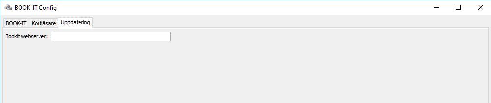 Inställningar I fliken Uppdatering måste BOOK-IT:s webbserver pekas ut. Det är samma server som t.ex. Freelib och/eller BOOK-IT Webservices ligger på.