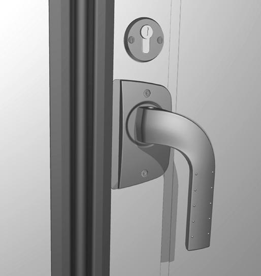Lås 1.3.2.1 Spanjolettlåsning Spanjolettlåset har i standardutförande ett handtag på insidan och du kan regla porten utan nyckel.