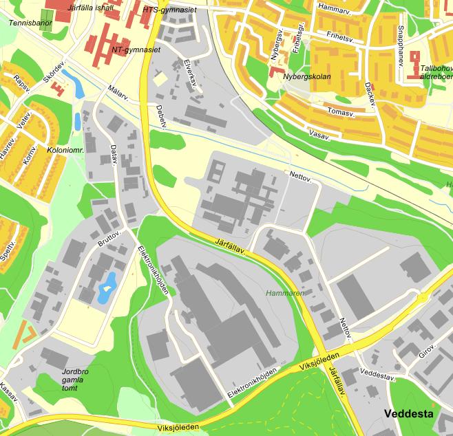 1 Bakgrund Rapport nummer 2018-0 r01 2018-07-06, reviderad 2018-10-15, s 5 (11) Det nya området planeras i Veddesta i Järfälla kommun, se Figur 1 och Figur 2.