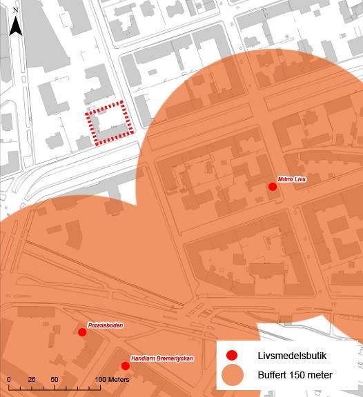 Samhällsbyggnadskontoret Planbeskrivning 15(38) Service Livsmedelsbutik finns närmare än 200 meter från planområdet.