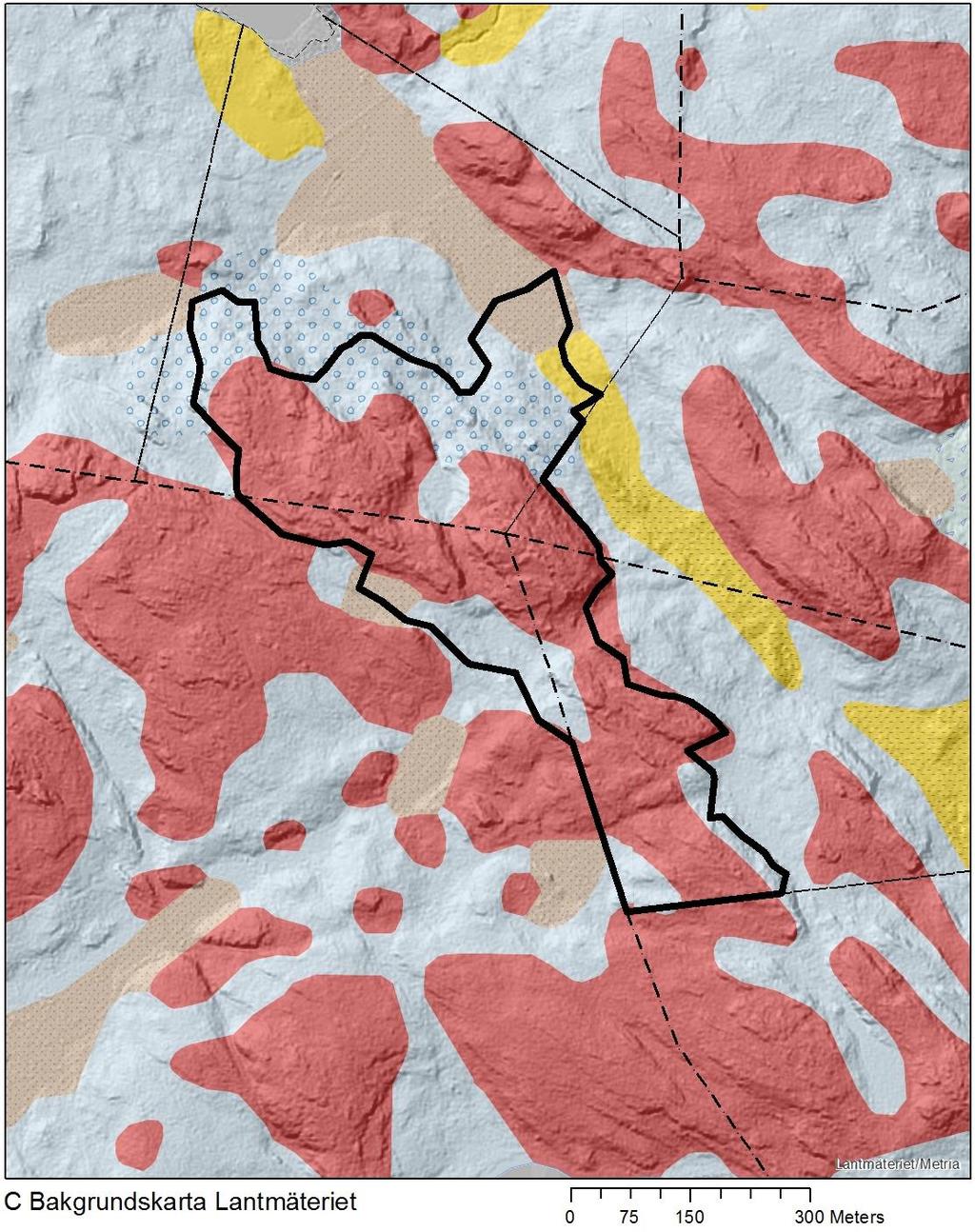 Geologi och jordarter Området ligger inom ett berggrundsavsnitt som omfattar stora delar av sydöstra Östergötlands län med granit till granodiorit, medel- till grovkornig.