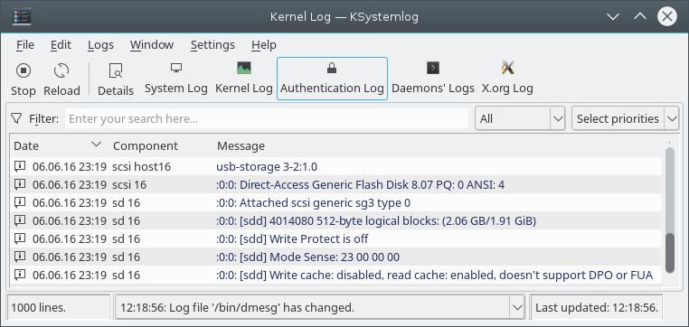 Kapitel 1 Använda KSystemLog 1.1 Inledning 1.1.1 Vad är KSystemLog? KSystemLog är ett verktyg för visning av systemloggar KSystemLog hjälper användare att förstå vad datorn gör i bakgrunden.