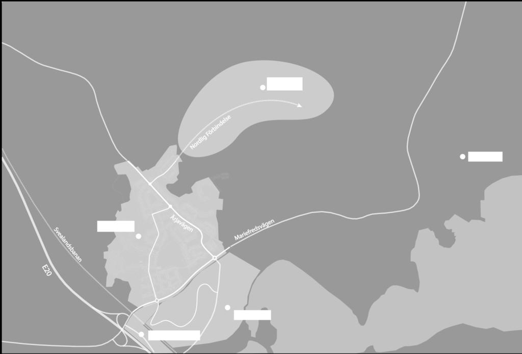 Framtida exploateringar och vägnät Bild 3 Framtida exploateringar och trafiksystem Exploateringar Denna studie fokuserar främst på det planerade området Södra Årby men inkluderar även trafik från