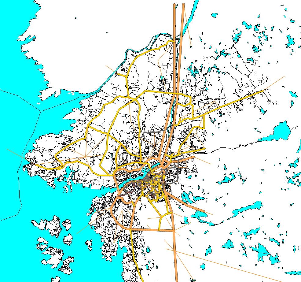 Modell över centrala staden Nuläge 2013 -utan