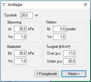 caeec712 Plattgrundläggning Sidan 9(13) 3.2.4 Jordlager Tjocklek Skjuvning Friktion Elasticitetsmodul Tunghet Jordlagrets tjocklek Figur 7.