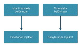 finansiell återbäring, så som kuponger eller rabatter medan de icke finansiella kan vara inbjudningar, uppgraderingar, service eller tjänster (Verhoef, 2003).