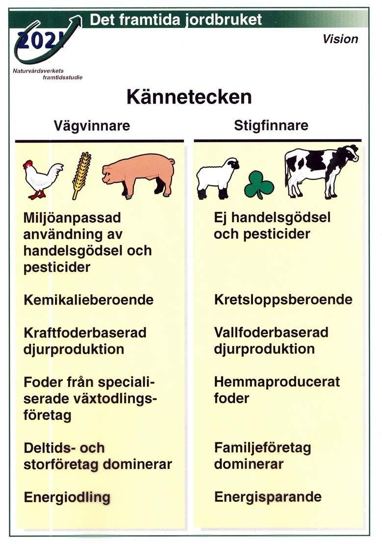 3. VISIONERNAS BÄRANDE IDÉER Enligt direktiven skulle två visioner med följande bärande idéer undersökas i framtidsstudien: 1. Vägvinnare.