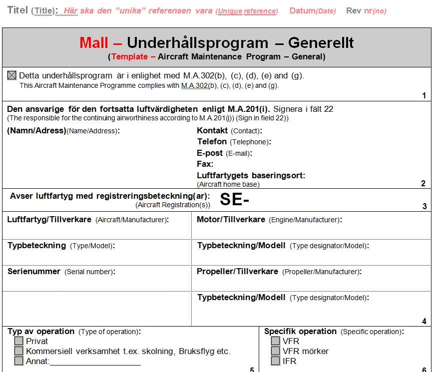 Allmänt om TS generella AMP mall Ny AMP mall finns att hämta på TS Web (TS utgåva