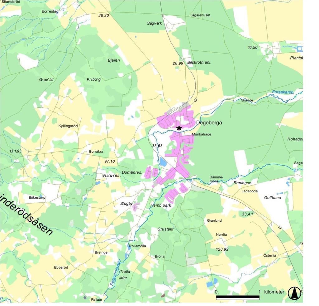 Figur. 1. Skånekarta med Kristianstads kommun och Degeberga markerade.