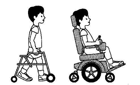 enabling self-propelled wheeled transfers GMFCS IV-V: Independent sitting, supported standing and enabling