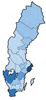 Geografisk spridning Hbtq-organisationernas medlemsföreningar finns utspridda i hela landet. Flest återfinns i storstadslänen Stockholm, Västra Götaland och Skåne (se figur 8).